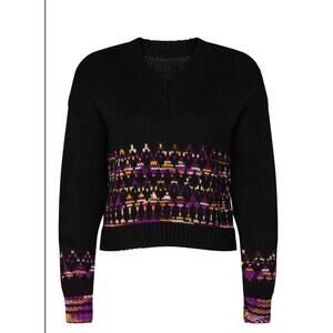 Scotch & Soda La Bande Maison Black Purple Fair Isle Wool Blend Sweater - Size S